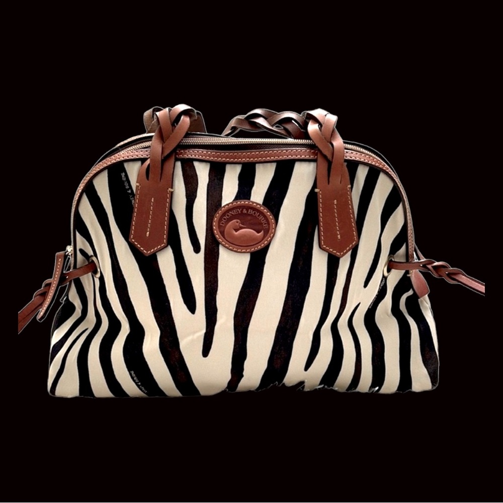 SOLD-Dooney Bourke Safari Zebra Print Tote - Picture 1 of 8